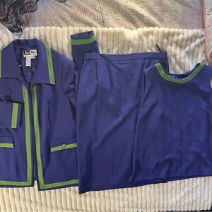BEN MARC Purple  and Green Three-Piece skirt Set size 16